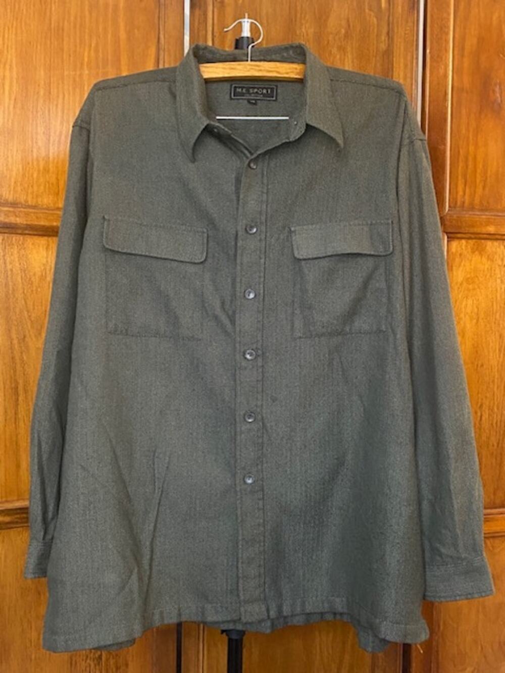 M.E. Sport Collection Mens M Herringbone Utility Shirt Jacket OliveGray 4 Pocket